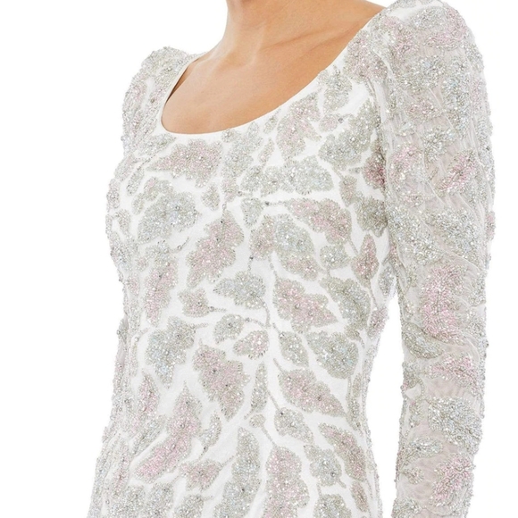 Mac Duggal 5424 Foliage Tea Length Column Dress - Picture 3 of 14